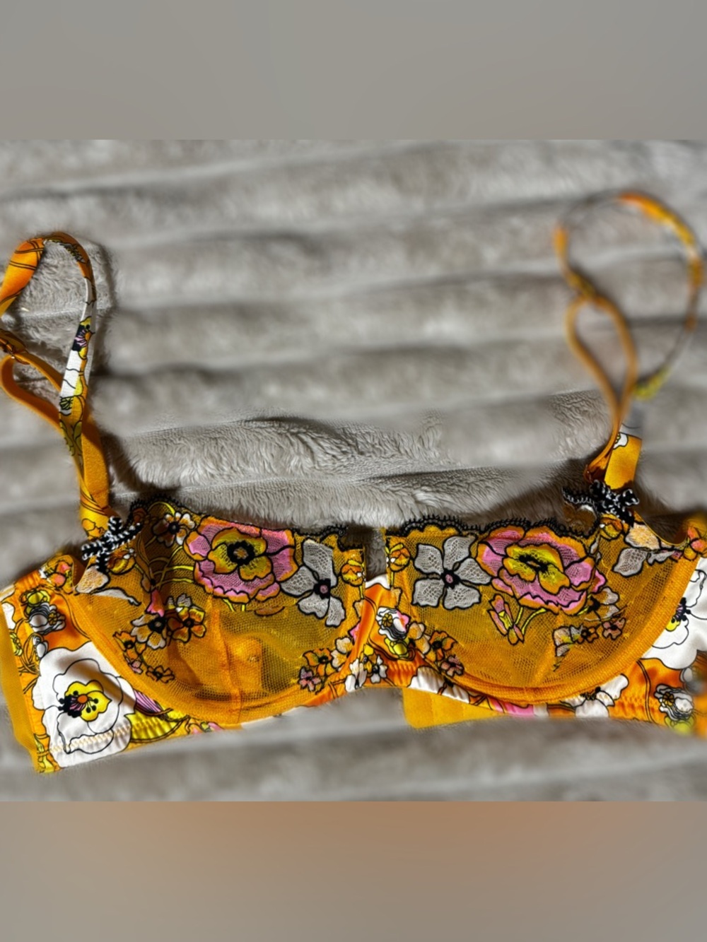 Savage X Fenty Yellow Floral Underwire Bra